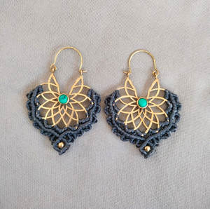 Pendientes Colgantes de Macramé Vintage Hechos a Mano, Chapados en Oro de 14k, con Cordón de Plata, Abalorios Pequeños, Joyería de Moda - Product Image 2