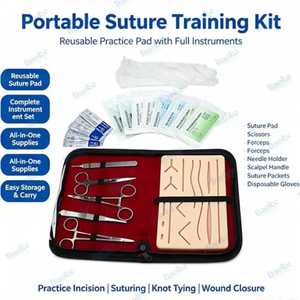 Kit complet d'entraînement à la suture pour étudiants en médecine, vétérinaires, infirmières - Guides de suture en acier HD durables, certifiés CE, 5 ans de garantie - Product Image 1