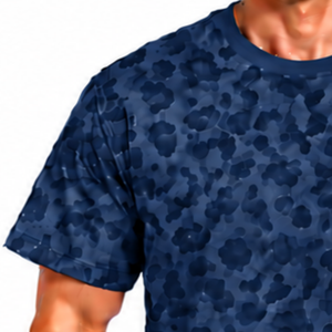 <b>Navy</b> <b>Blue</b> Leopard Print 100% Cotton T-<b>Shirt</b> Short Sleeve Crew Neck Casual Streetwear Everyday Wear Quick Dry Breathable - Product Image 5