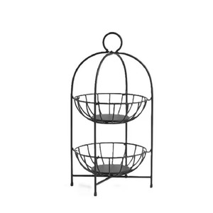 Corbeille à fruits moderne en fil métallique doré, bol de rangement géométrique en fer pour légumes, présentoir alimentaire de luxe pour comptoir de cuisine - Product Image 3