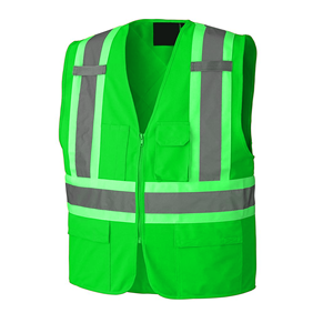 Chaleco de Seguridad Reflectante de Alta Visibilidad, Rojo, Poliéster, Unisex, Ropa de Trabajo con Bolsillos y Cierre de Cremallera - Product Image 6