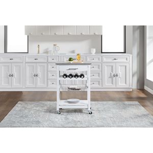 Carrello da Cucina Mobile con Isola, Cassetto Sottostante e Cesto Portaoggetti Scorrevole in Rete - Product Image 6