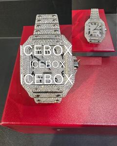 Reloj de Pulsera Cuadrado para Hombre de Acero Inoxidable con Moissanita, Esfera de Cristal, Brazalete con Cierre y Resistencia al Agua de 10 Bares - Product Image 6