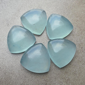 Cabujón de Aguamarina Natural, Forma Trillón, Parte Posterior Plana, Calibrado, Gema Suelta - Product Image 2