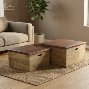 Reclaimed Wooden Chest Box Set Big Medium Rustic <b>Storage</b> <b>Trunks</b> Vintage Industrial Furniture - Product Image 6