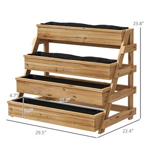 Fioriera rustica quadrata a 4 livelli con fori di drenaggio per erbe, verdure e fiori - Product Image 3