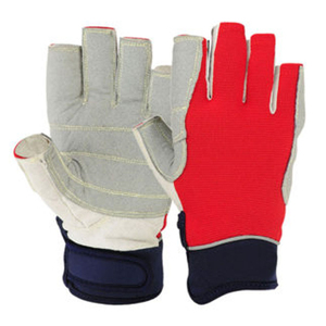Gants de sport demi-doigts gris-bleu en PU unisexe pour sports nautiques antidérapants avec fermeture auto-agrippante toutes saisons, gants de sport demi-doigts gris-rouge - Product Image 2