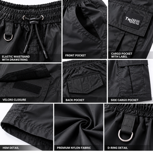Men's Black Cargo <b>Shorts</b> Mid Waist Drawstring Quick Dry <b>Waterproof</b> Bermuda <b>Shorts</b> Pockets Front Casual Style Customized Tactical - Product Image 4