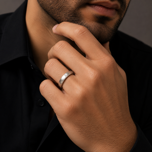 <b>925</b> Sterling <b>Silver</b> Diamond Mens <b>Ring</b> Matte Finish Minimalist Wedding Band Daily Wear Party Gift Fine Jewelry Design - Product Image 1
