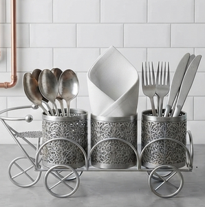 Organisateur de couverts cylindrique pour cuisine en acier inoxydable perforé, porte-couverts résistant à la rouille - Product Image 3