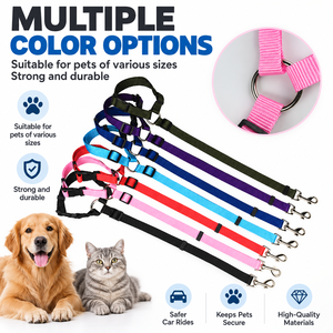 Cinturón de Seguridad para Perros y Gatos, Correa de Sujeción Ajustable de Nailon para el Reposacabezas del Coche, Arnés de Seguridad para Viajes - Product Image 3