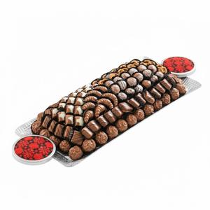 Plateau de service en métal rose doré de luxe, vente en gros d'usine, plateau à chocolats élégant avec poignée, plateau décoratif pour desserts pour mariage - Product Image 5