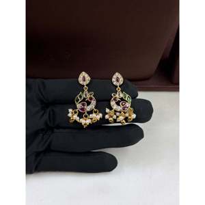 Indian Ethnic Tanvi Traditional Gold Plated Pearl Choker Earring Ring Set - Product Image 4