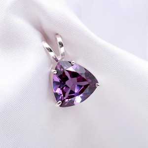 Pendentif Trillion en Alexandrite Violette, Argent Sterling 925, Fait Main, Style Bohème Vintage, Bijou en Pierre Précieuse, Cadeau pour Femme et Enfant, Plaqué Or 18K - Product Image 5