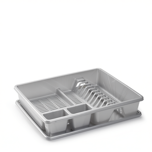 Scolapiatti in Plastica Grigio con Vassoio di Drenaggio Taglia L con Scomparti per Uso in Cucina, Asciugatura Rapida, Design Moderno - Product Image 2