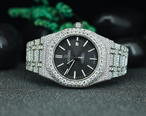 Reloj de cuarzo octogonal de lujo para hombre con incrustaciones de diamantes |   Reloj de pulsera de acero inoxidable con diamantes estilo hip hop al por mayor - Product Image 1