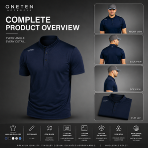 เสื้อโปโลกอล์ฟผู้ชาย ONETEN APPARELS แขนสั้น ผ้าโพลีเอสเตอร์ถัก 100% แห้งเร็ว สีกรมท่า - Product Image 2