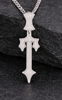 Harmonic Jewels Collier Pendentif Croix Gothique Chrétienne Hip Hop Personnalisé, Charme en Moissanite Micro-Pavé Brillant, Argent 925