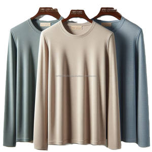 100% coton O-Neck T-Shirts Hommes Manches Longues Séchage Rapide Tricot Léger Respirant-Styles Personnalisés Smart Fit Solide Couleur Imprimé OEM - Product Image 3