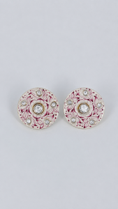 Pendientes Elegantes de Moda para Mujer, Hechos a Mano, con Baño de Rodio, Diseño Floral Blanco Meenakari - Product Image 4