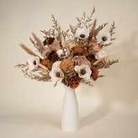 Buket Pernikahan Pengantin Gaya Rustic Boho dari Rumput Pampas Putih, Bunga Kering, Buatan China