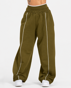 Wholesale <b>Women</b> Contrastline Zip <b>Jacket</b> Tracksuit Set Casual Two Piece Outfit Relaxed Fit Wide Leg Pants Matching Clothing - Product Image 5