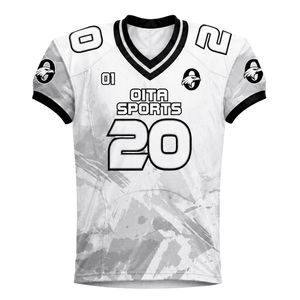 Maillot de football américain blanc et noir, personnalisé, haut de gamme, léger, respirant, vêtements de sport athlétiques - Product Image 1