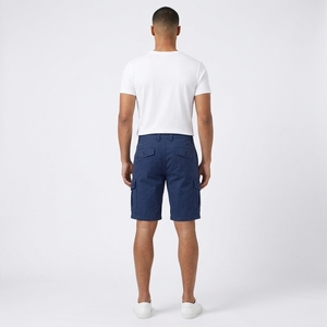 Pantalones Cortos Cargo Azul Marino para Hombre, Cintura Media, Casuales, de Algodón Sólido, Cierre de Botones, Largura hasta la Rodilla, con Bolsillos - Product Image 3