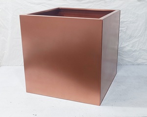 Macetero Metálico Cuadrado Moderno con Acabado Gris Mate, Maceta Grande para Interiores y Exteriores, Decoración Contemporánea para el Hogar - Product Image 6