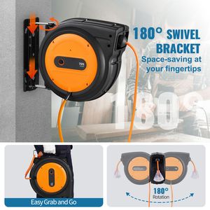 Avvolgicavo Elettrico Retrattile da 22,86 m (75 FT) per Carichi Pesanti, Cavo di Alimentazione 14AWG/3C SJTOW, Presa Tripla Illuminata 13 Amp, Materiale ABS, CEE - Product Image 6