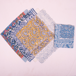 Reusable Block Printed Cotton Handkerchiefs Bandana Eco-Friendly Woven Style Adult Unisex Hair covering <b>Accessories</b> - Product Image 4