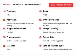 Proveedor Confiable de eSIM para Viajes a Portugal, Plan de Datos Ilimitados 4G/5G, Fácil Configuración y Activación Instantánea, Caja de Tarjeta SIM Rápida - Product Image 2