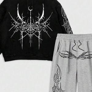 ชุดวอร์มพิมพ์ลาย DTG สำหรับผู้ชาย กำลังเป็นที่นิยม เสื้อฮู้ดดี้ทรงหลวม กางเกงทรงหลวม สไตล์สตรีทแวร์ ขนาดใหญ่พิเศษ ผู้ผลิตเสื้อผ้าแฟชั่น - Product Image 3