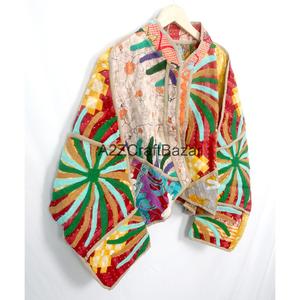 Handcrafted Unisex Cotton Quilted Patchwork <b>Jacket</b> Bohemian <b>Kantha</b> Kimono Coat Spring Winter Vintage Floral Eco-Friendly - Product Image 5