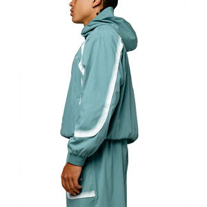 Custom Polyester Unisex Winter Windbreaker Set Men <b>Zip</b>-<b>Up</b> Hooded <b>Jacket</b> Solid Casual Eco-Friendly Breathable Waterproof Outwear - Product Image 2