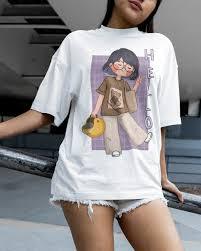 T-shirt en coton oversize pour femme, style vintage, épaules tombantes, coupe ample, streetwear, style high street, respirant, décontracté, pour l'été - Product Image 3