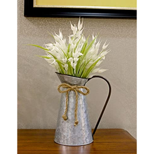 Pichet en métal galvanisé vintage, vase décoratif style ferme avec poignée pour la décoration intérieure, mariages et étagères - Product Image 3