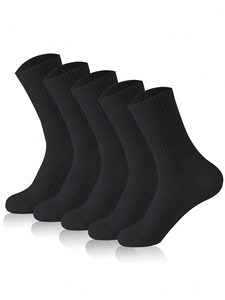 Practical Everyday <b>Men's</b> Autumn Crew <b>Socks</b> Soft Touch Knit Material Breathable Comfortable Dress Bottom Logo - Product Image 5