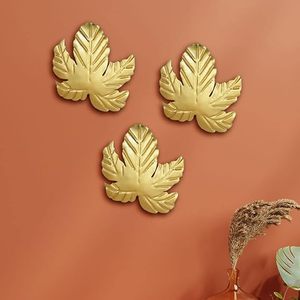 Juego de Adornos de Pared con Hojas Doradas, Arte Decorativo Floral Moderno, Forma Irregular, Paquete de Varias Piezas - Product Image 3