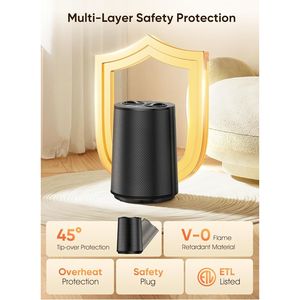 Stufa Elettrica Portatile da 1500W per Uso Interno, Riscaldatore in Ceramica PTC con Modalità di Ventilazione, Protezione da Surriscaldamento e Ribaltamento - Product Image 2