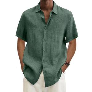 Camisas Casuales de Lino y Rayón con Cuentas para Hombre, Manga Corta, con Botones, para Playa, Verano, Boda - Product Image 2