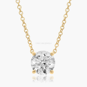 Collier pendentif solitaire en diamant de laboratoire taille brillant rond certifié IGI, or 14 carats, 4 griffes, diamant flottant - Product Image 4