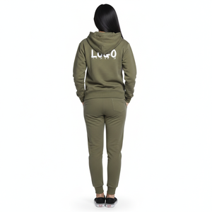 Conjunto de Sudadera con Capucha y Pantalones Deportivos para Mujer, Estilo Casual, Invernal, con Cierre, Personalizable con Logotipo OEM - Product Image 3