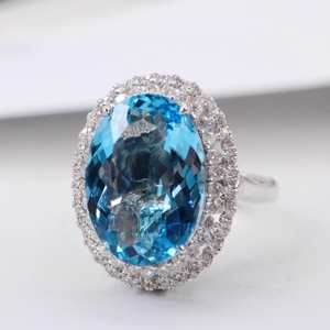 Santa Maria – bague en aquamarine pavée, faite à la main, bijoux de luxe pour fiançailles et mariage, cadeau pour femmes, bague élégante et fine - Product Image 2