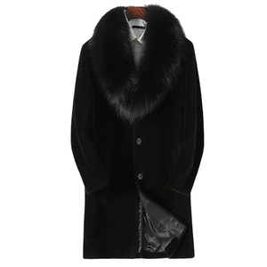 Fox Fur Winter Warm Full Pelt Hooded <b>Men's</b> Overcoat <b>Long</b> Coat Anti-Wrinkle Floral Pattern - Product Image 1