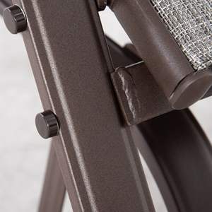    Sedia a dondolo da esterno per patio con telaio in acciaio e tessuto a rete con finitura grigia per giardino, cortile e veranda - Product Image 5