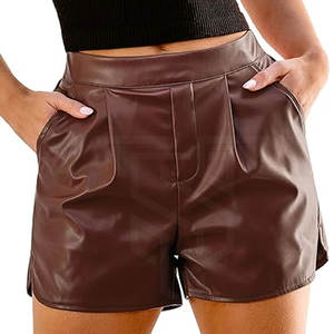 Nouveaux shorts pour femmes en cuir synthétique pleine longueur, style décontracté et tendance, personnalisables, pour les soirées, collection 2026, les plus vendus en gros - Product Image 1