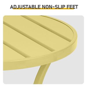 Tavolino Rotondo in Metallo Giallo Chiaro per Interni/Esterni, Tavolino da Caffè per Patio e Bistrot - Product Image 4