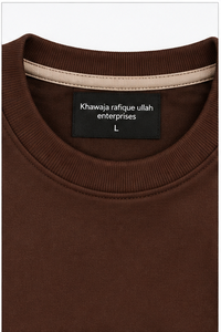 T-shirt en tricot à col rond et manches courtes marron pour homme Khawaja Rafique Ullah Enterprises, coupe classique, couleur unie, vente en gros - Product Image 3