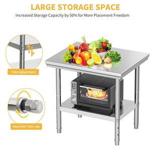 Tavolo da Lavoro in Acciaio Inox Certificato NSF 30x24 Pollici con Ripiano Regolabile, Alta Capacità di Carico, Tavolo da Preparazione Commerciale - Product Image 4